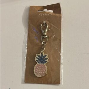 Pineapple Keyring with Blue and Pink Accents